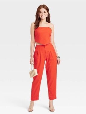a new day Red Crop Cami & High-Waist Pants Set